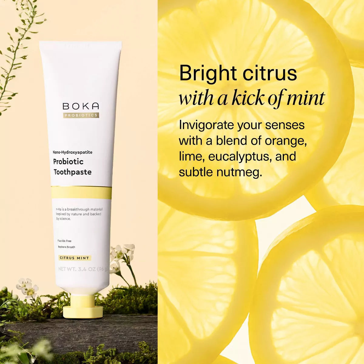 Boka N-Ha Probiotic Toothpaste - Citrus Mint - 3.4Oz: Gel, 1-Pack, Nanohydroxyapatite