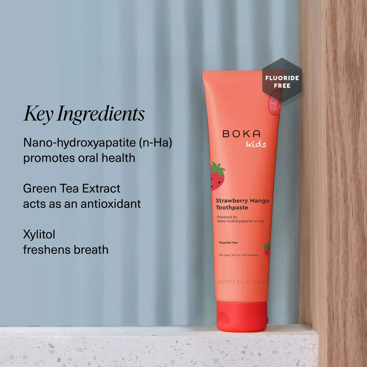 Boka Kids' Fluoride-Free Nano Hydroxyapatite Toothpaste - Strawberry Mango - 3.4Oz: Gel, 1-Pack