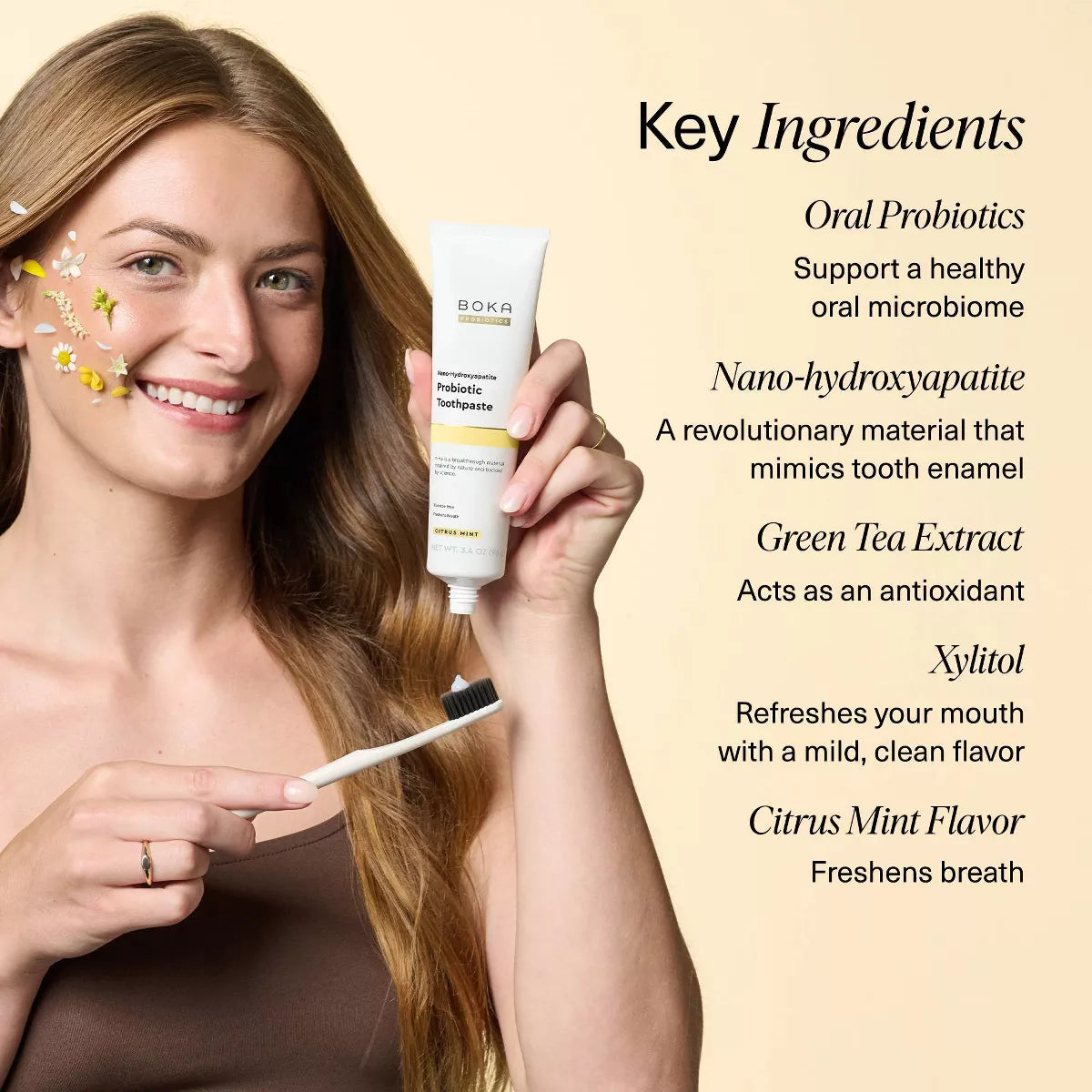 Boka N-Ha Probiotic Toothpaste - Citrus Mint - 3.4Oz: Gel, 1-Pack, Nanohydroxyapatite